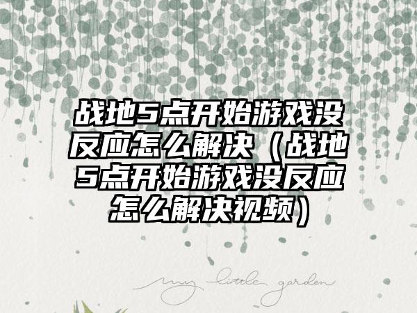 战地5点开始游戏没反应怎么解决（战地5点开始游戏没反应怎么解决视频）