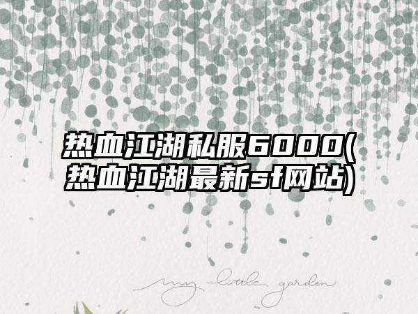 热血江湖私服6000(热血江湖最新sf网站)