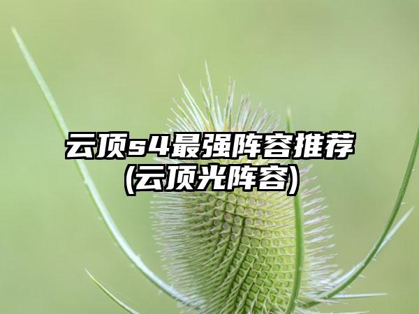 云顶s4最强阵容推荐(云顶光阵容)