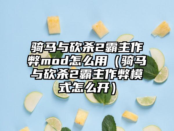 骑马与砍杀2霸主作弊mod怎么用（骑马与砍杀2霸主作弊模式怎么开）