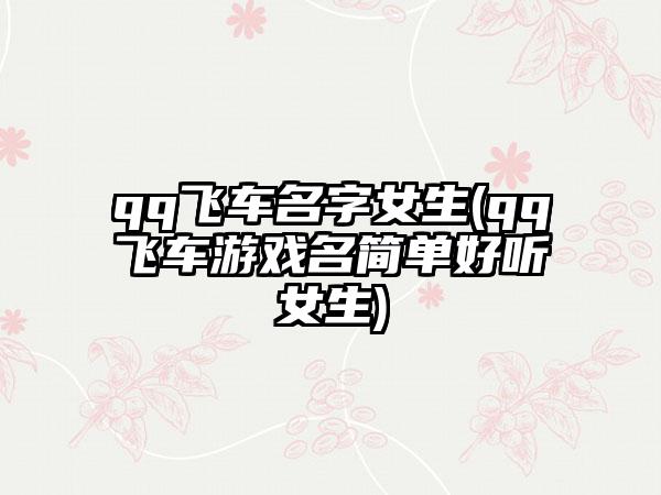 qq飞车名字女生(qq飞车游戏名简单好听女生)