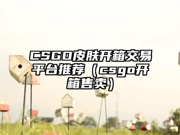 CSGO皮肤开箱交易平台推荐（csgo开箱售卖）
