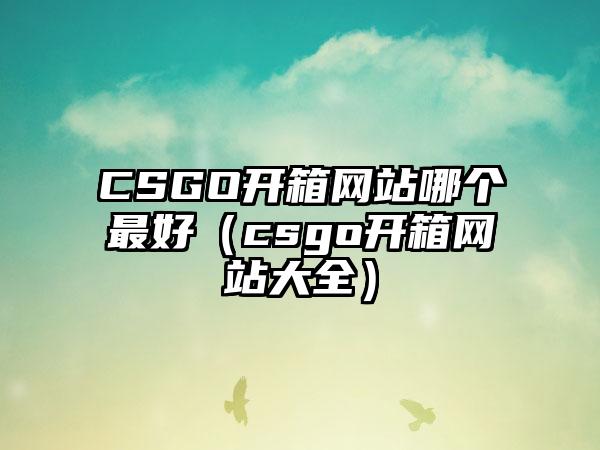 CSGO开箱网站哪个最好（csgo开箱网站大全）