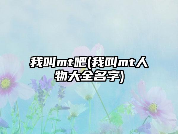 我叫mt吧(我叫mt人物大全名字)