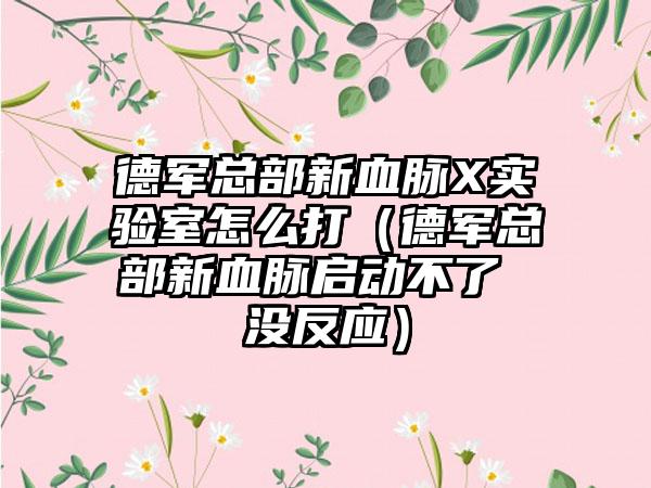 德军总部新血脉X实验室怎么打（德军总部新血脉启动不了 没反应）