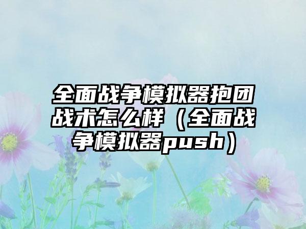 全面战争模拟器抱团战术怎么样（全面战争模拟器push）