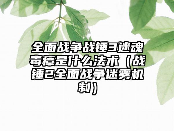 全面战争战锤3迷魂毒瘴是什么法术（战锤2全面战争迷雾机制）