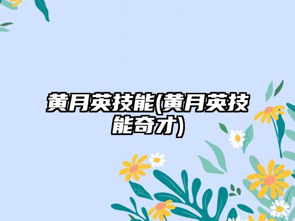 黄月英技能(黄月英技能奇才)