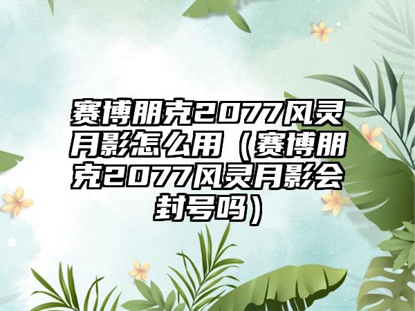 赛博朋克2077风灵月影怎么用（赛博朋克2077风灵月影会封号吗）