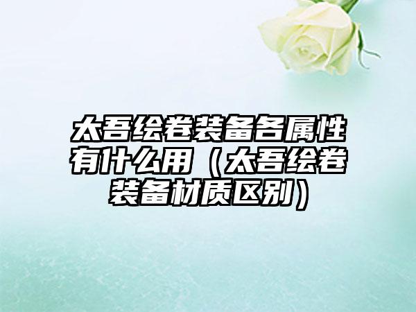 太吾绘卷装备各属性有什么用（太吾绘卷装备材质区别）