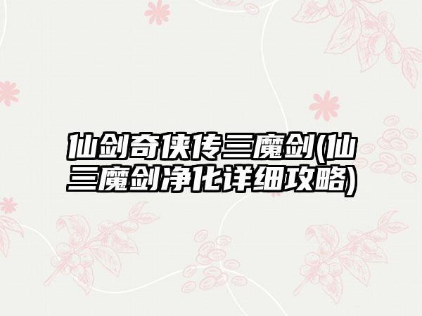 仙剑奇侠传三魔剑(仙三魔剑净化详细攻略)