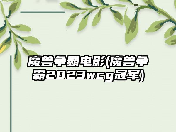 魔兽争霸电影(魔兽争霸2023wcg冠军)