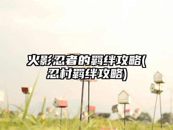 火影忍者的羁绊攻略(忍村羁绊攻略)
