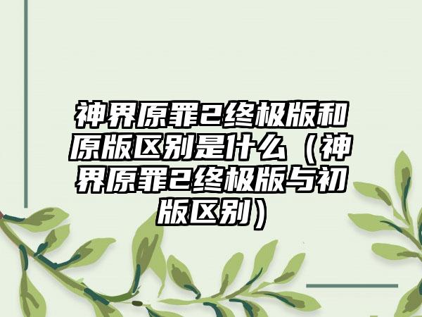 神界原罪2终极版和原版区别是什么（神界原罪2终极版与初版区别）