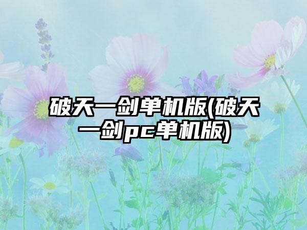 破天一剑单机版(破天一剑pc单机版)