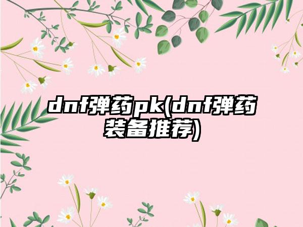 dnf弹药pk(dnf弹药装备推荐)
