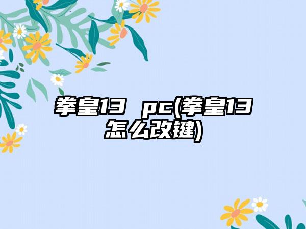 拳皇13 pc(拳皇13怎么改键)