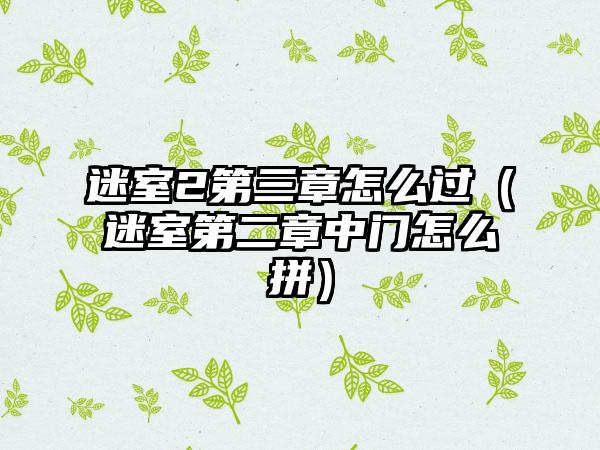 迷室2第三章怎么过（迷室第二章中门怎么拼）