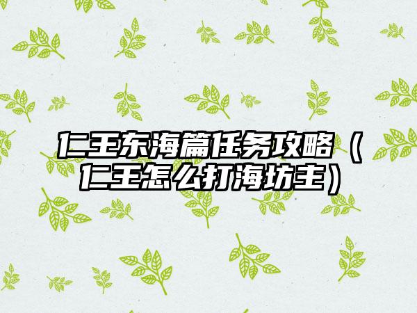 仁王东海篇任务攻略（仁王怎么打海坊主）