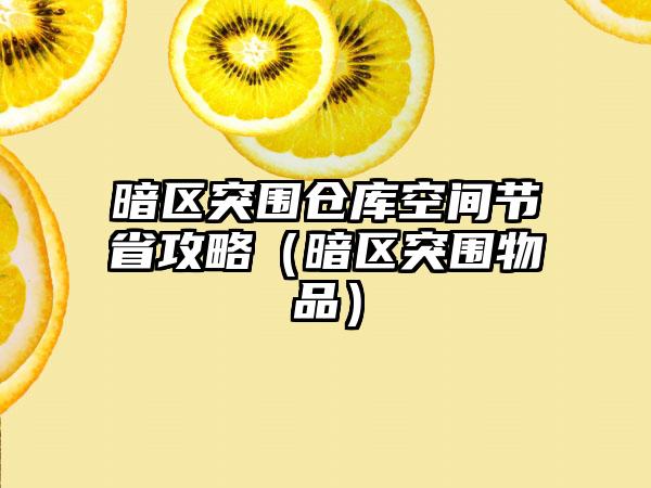 暗区突围仓库空间节省攻略（暗区突围物品）