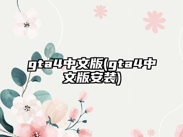gta4中文版(gta4中文版安装)