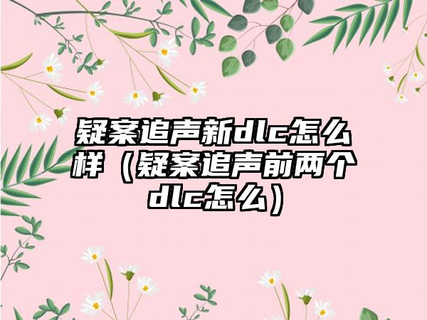 疑案追声新dlc怎么样（疑案追声前两个dlc怎么）