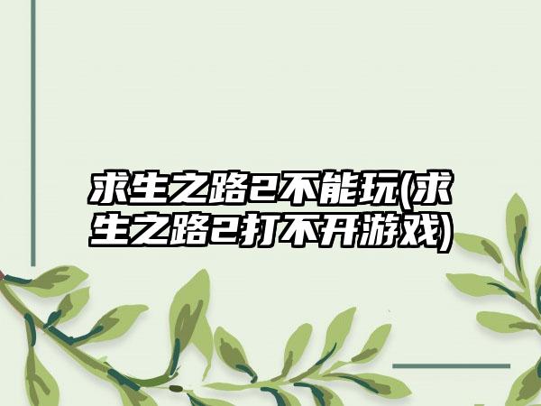 求生之路2不能玩(求生之路2打不开游戏)