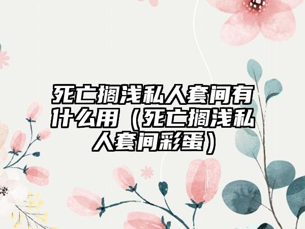 死亡搁浅私人套间有什么用（死亡搁浅私人套间彩蛋）