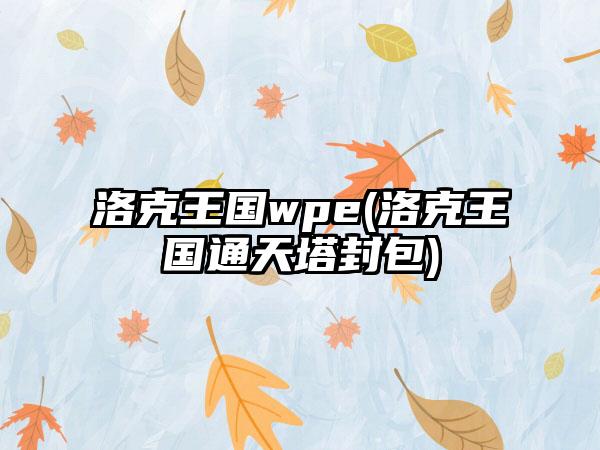 洛克王国wpe(洛克王国通天塔封包)