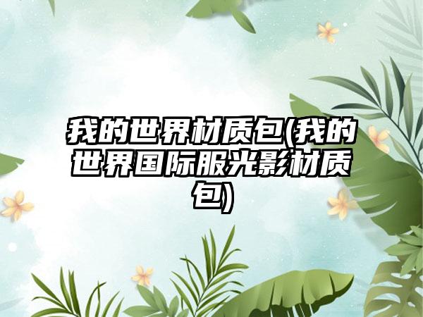 我的世界材质包(我的世界国际服光影材质包)