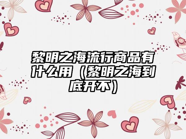黎明之海流行商品有什么用（黎明之海到底开不）