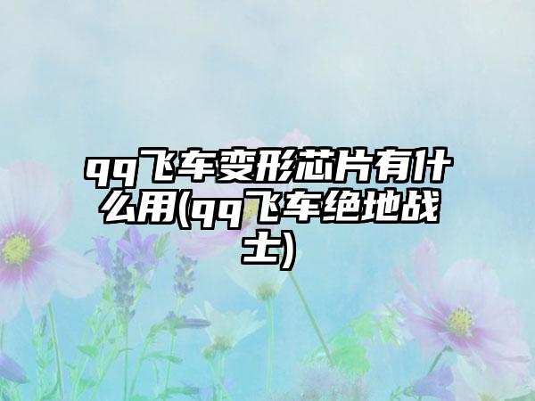 qq飞车变形芯片有什么用(qq飞车绝地战士)