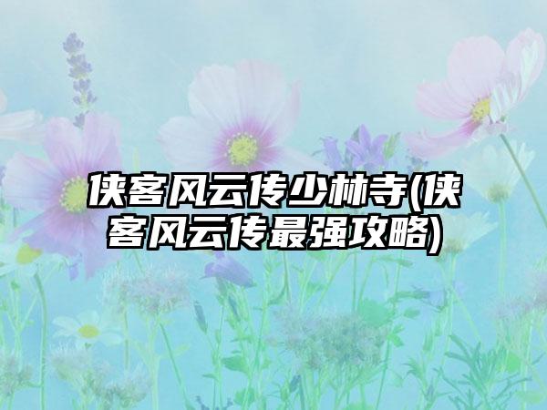 侠客风云传少林寺(侠客风云传最强攻略)