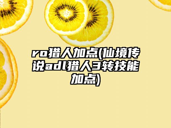 ro猎人加点(仙境传说adl猎人3转技能加点)