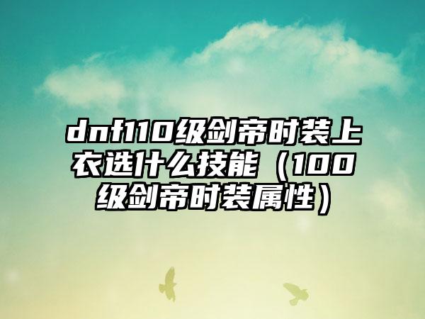 dnf110级剑帝时装上衣选什么技能（100级剑帝时装属性）
