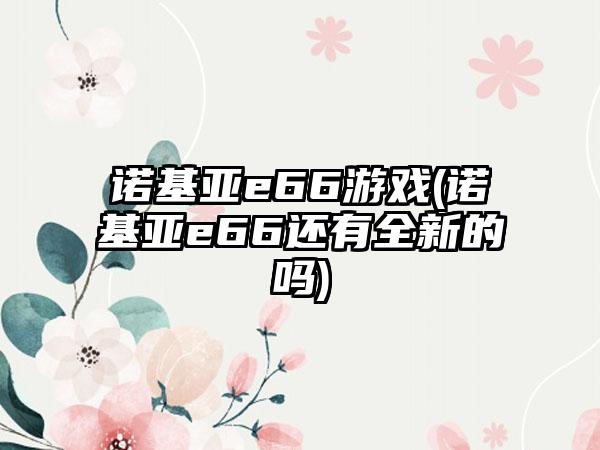 诺基亚e66游戏(诺基亚e66还有全新的吗)