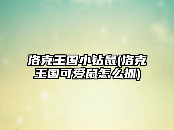 洛克王国小钻鼠(洛克王国可爱鼠怎么抓)