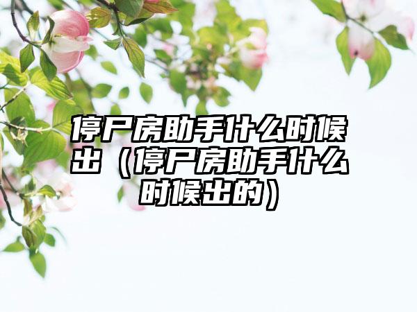 停尸房助手什么时候出（停尸房助手什么时候出的）