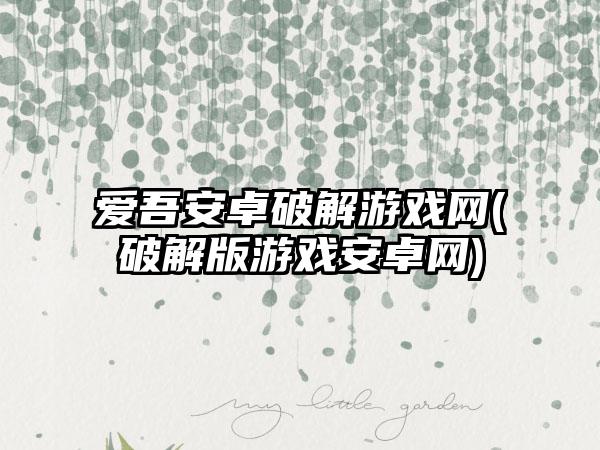 爱吾安卓破解游戏网(破解版游戏安卓网)