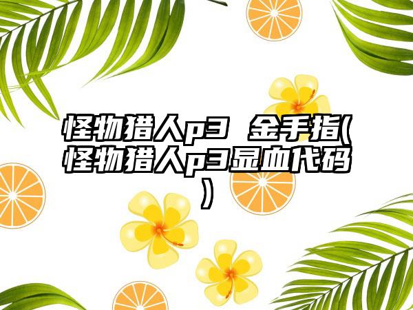 怪物猎人p3 金手指(怪物猎人p3显血代码)