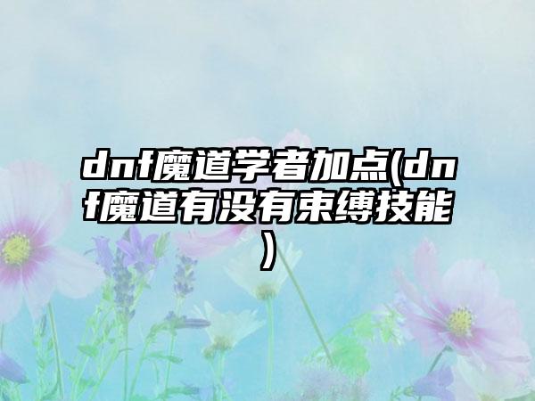 dnf魔道学者加点(dnf魔道有没有束缚技能)