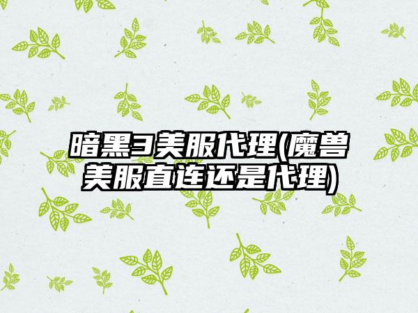 暗黑3美服代理(魔兽美服直连还是代理)