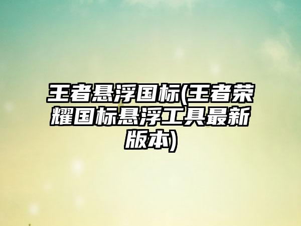 王者悬浮国标(王者荣耀国标悬浮工具最新版本)