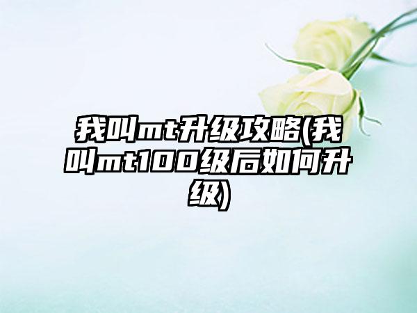 我叫mt升级攻略(我叫mt100级后如何升级)