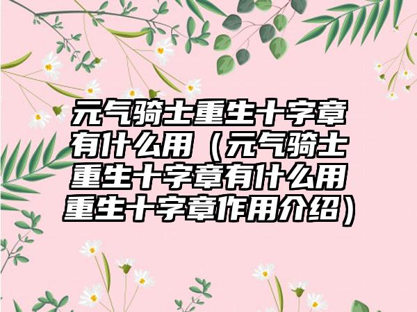元气骑士重生十字章有什么用（元气骑士重生十字章有什么用重生十字章作用介绍）