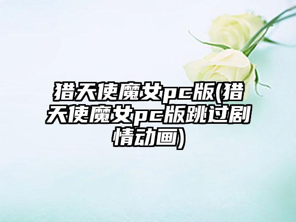 猎天使魔女pc版(猎天使魔女pc版跳过剧情动画)