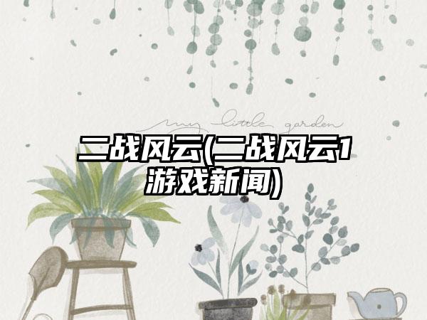 二战风云(二战风云1游戏新闻)