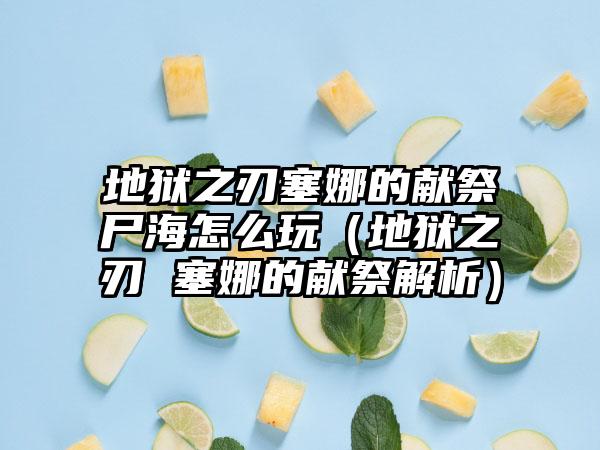 地狱之刃塞娜的献祭尸海怎么玩（地狱之刃 塞娜的献祭解析）