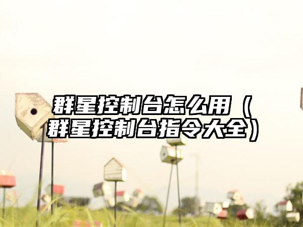 群星控制台怎么用（群星控制台指令大全）