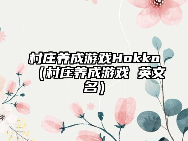村庄养成游戏Hokko（村庄养成游戏 英文名）
